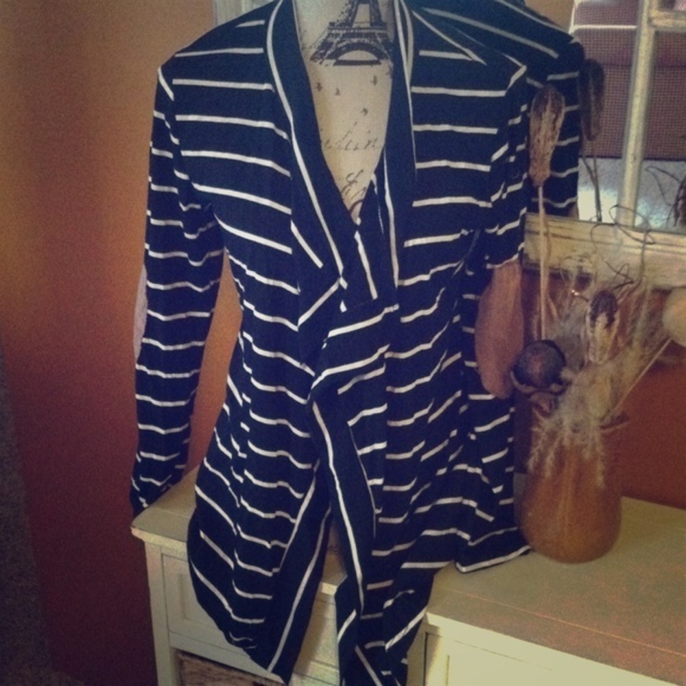 Black/White Stripe Cardigan S